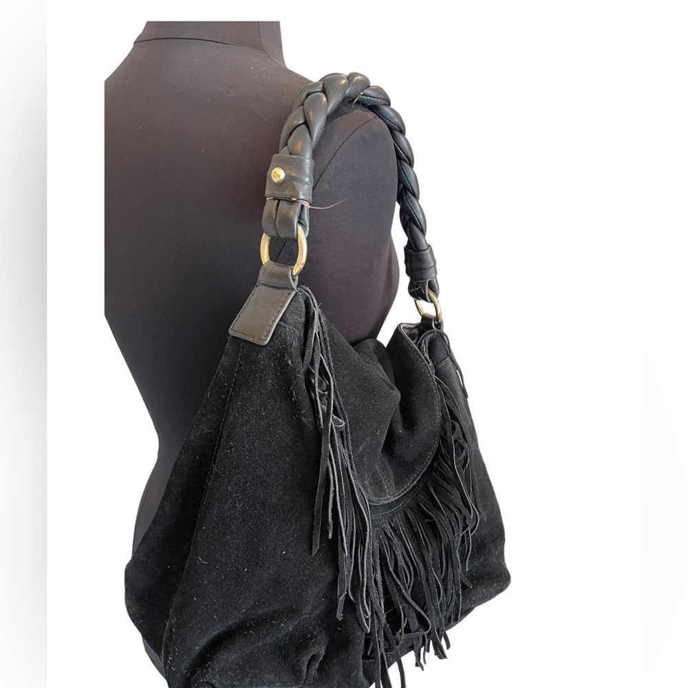 C.Z. Falconer Women Black suede Leather Hobo Bag